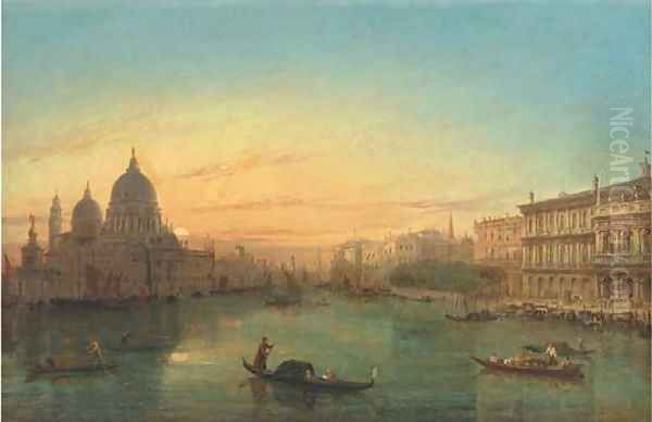 Gondolas on the Grand Canal at sunset Oil Painting by William Haines