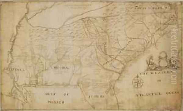 Map of the Southeastern part of North America Oil Painting by William Hammerton