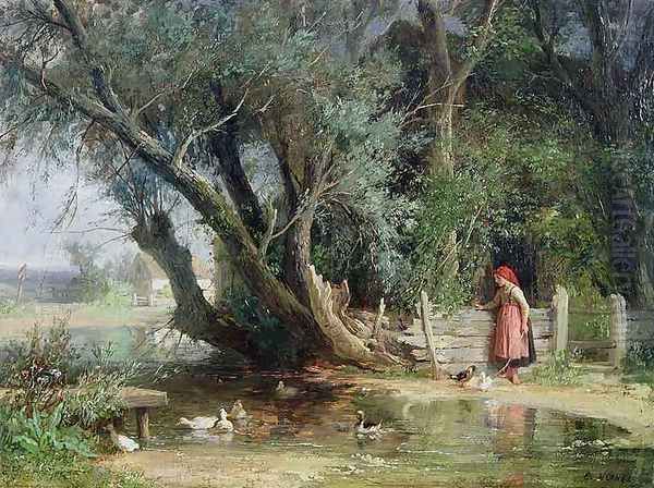 The Duck Pond Oil Painting by Eduard Heinel