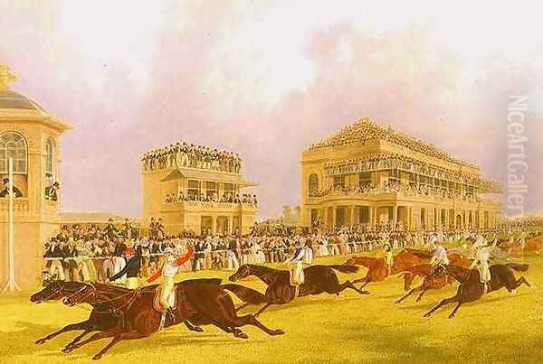 The Dead Heat for the Doncaster Great St Leger Stakes between Charles XII and Euclid Oil Painting by J. F. & Pollard, James Herring Snr.