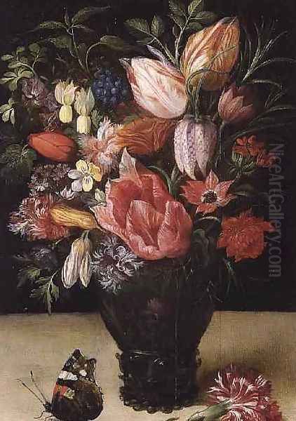 Still Life of Flowers Oil Painting by Kasper or Gaspar van den Hoecke