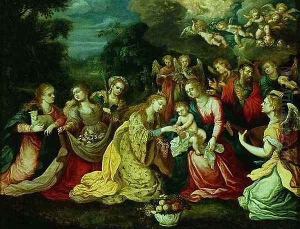 The Mystic Marriage of St Catherine Oil Painting by Kasper or Gaspar van den Hoecke