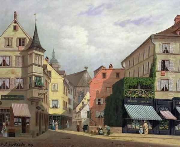 Maison Mathieu Grand Rue Colmar Oil Painting by Michel Hertrich