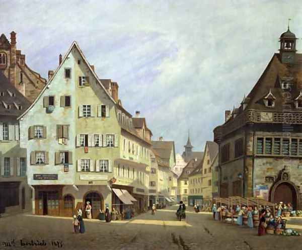 Place du Marche aux Fruits Colmar Oil Painting by Michel Hertrich