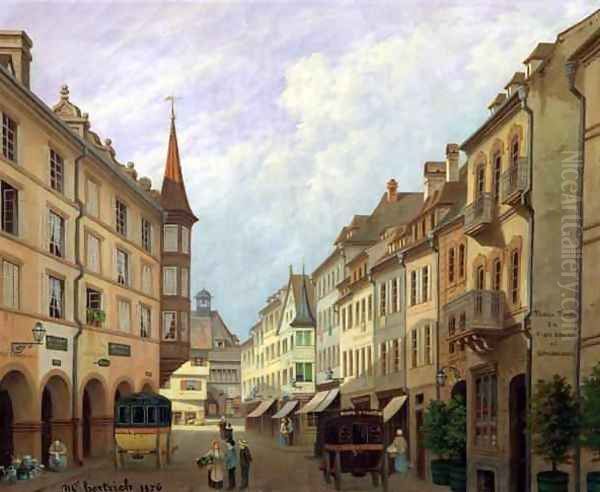 The Arcades Grand Rue Colmar Oil Painting by Michel Hertrich