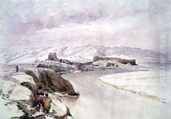 Bala Murghab the Winter Camp of the Afghan Boundary Commission Oil Painting by Sir Thomas Hungerford Holdich