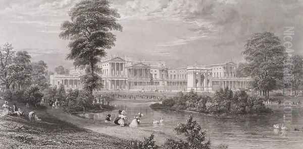 View of Buckingham Palace and Marble Arch from St Jamess Park Oil Painting by Thomas Higham