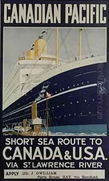 Poster advertising Canadian Pacific ferry company Oil Painting by E. Hamilton