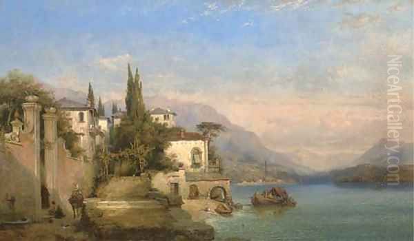 Varenna, Lake Como Oil Painting by George Edwards Hering