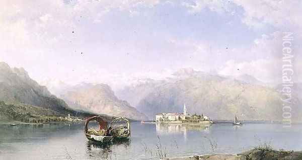 Isola Pescatori from Isola Bella on Lake Maggiore Oil Painting by George Edwards Hering