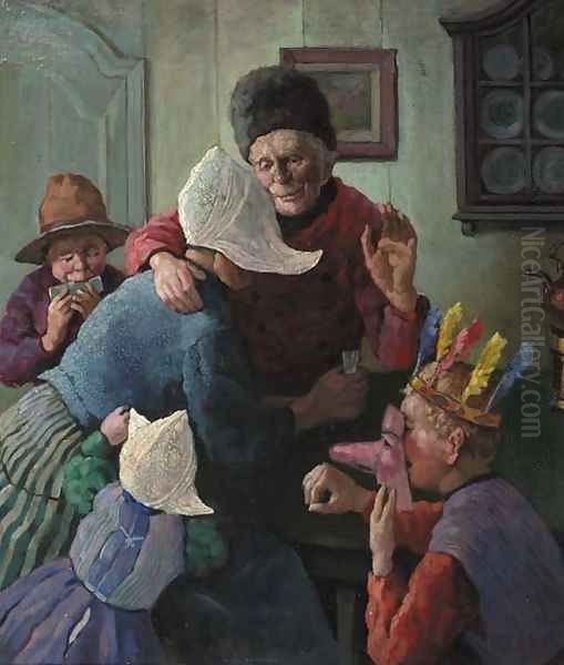 Happy family, Volendam Oil Painting by George Edwards Hering