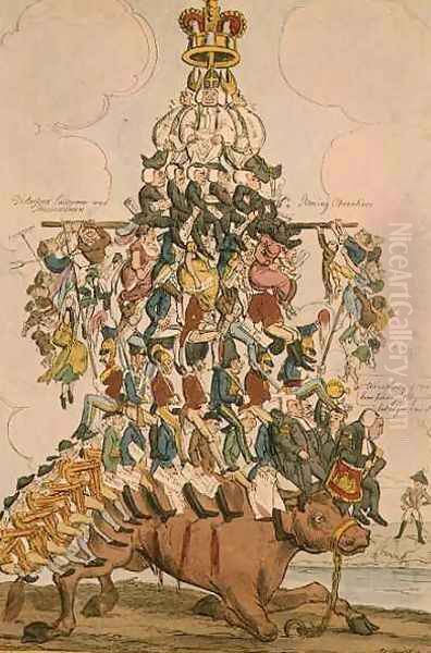 The Pillar of the State or John Bull Overloaded Oil Painting by Henry Heath