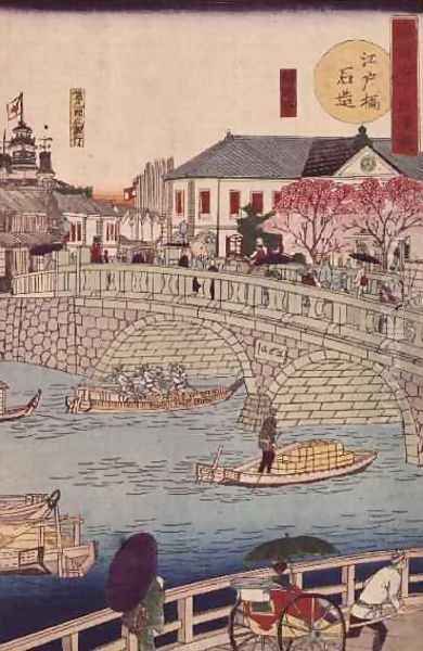 The Stone bridge at Edobashi Oil Painting by Hiroshige III