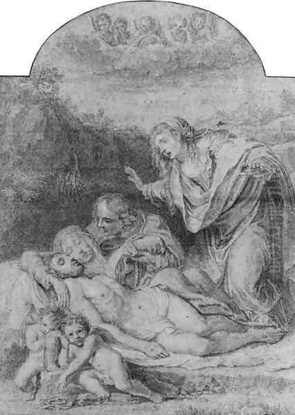 The Pieta, after Annibale Carracci Oil Painting by Jean-Baptiste Haussard