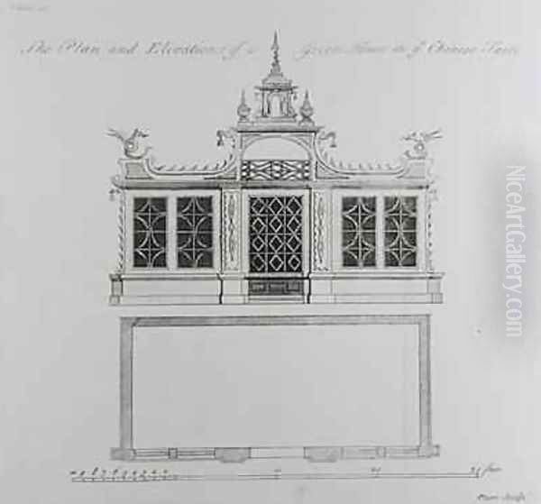 The Plan and Elevation of a Green House in the Chinese Taste Oil Painting by Halfpenny, William