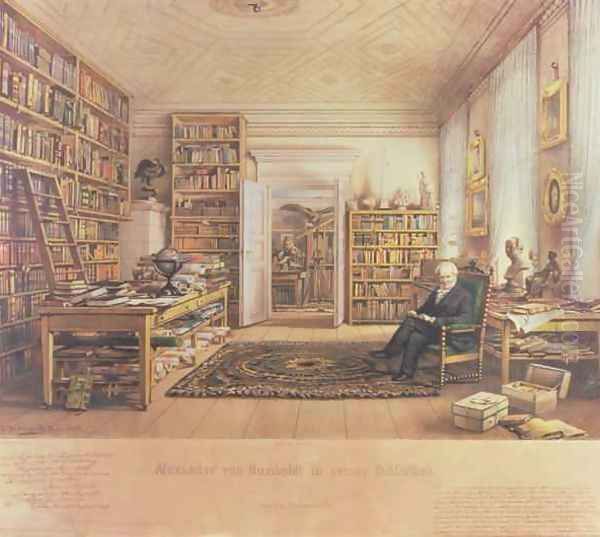 Baron von Humboldt 1769-1859 in his Library Oil Painting by Eduard Hildebrandt