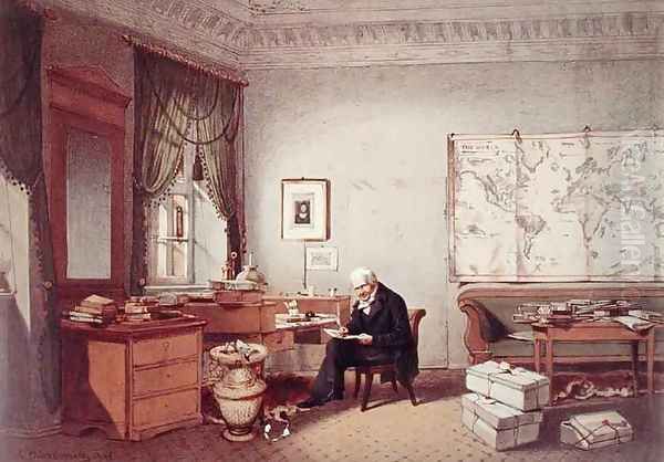 Baron Alexander von Humboldt 1769-1859 in his Study Oil Painting by Eduard Hildebrandt