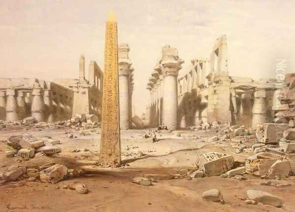 View of the Ruins of the Temple of Karnak Oil Painting by Eduard Hildebrandt