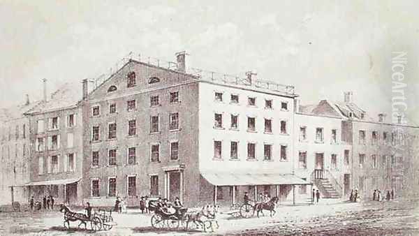 Fraunces Tavern on the corner of Broad and Peel Streets New York City Oil Painting by George Hayward