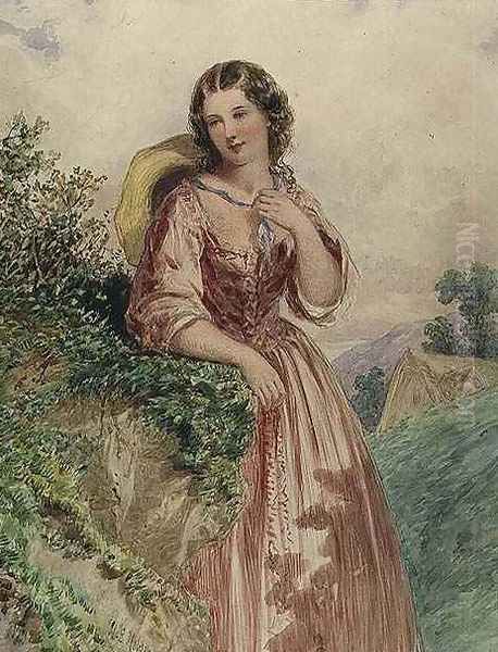 A Country Girl Oil Painting by Henry Hobson