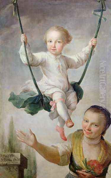 Christoph Adalbert Friedrich von Stein on a Swing Oil Painting by Johann Andreas Herrlein