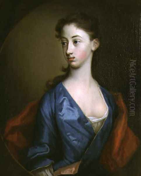 Portrait of Miss Reynolds Sister of Richard Reynolds 1674-1743 Bishop of Lincoln Oil Painting by Hans Hysing