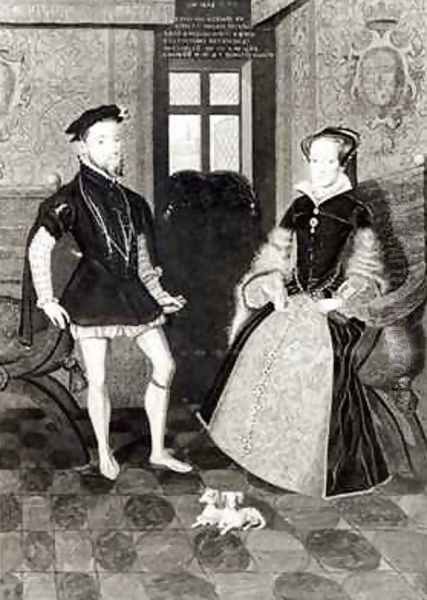 Portrait of Philip II of Spain 1527-98 and Queen Mary I 1516-58 Oil Painting by George Perfect Harding