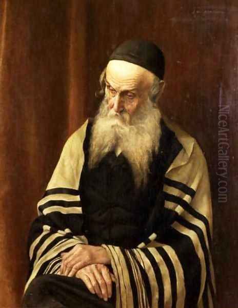 An Ashkenazi Rabbi of Jerusalem Oil Painting by George Sherwood Hunter