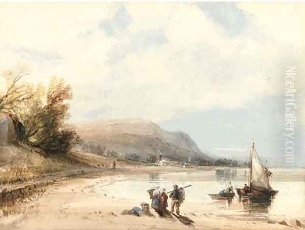 Fisherfolk gossiping on the foreshore Oil Painting by Edward Hargitt