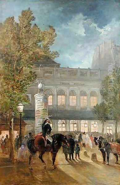 The Theatre Gymnase Evening Oil Painting by Jules Hereau