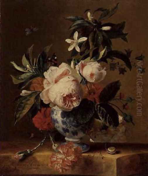 A Vase of Flowers Oil Painting by Michiel van Huysum