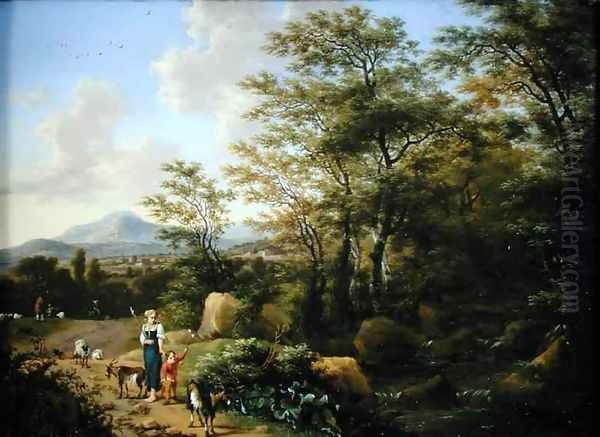 Landscape with Peasants and Goats Oil Painting by Willem de Heusch