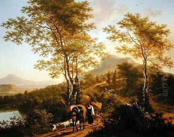 Italian Landscape with Peasants Oil Painting by Willem de Heusch