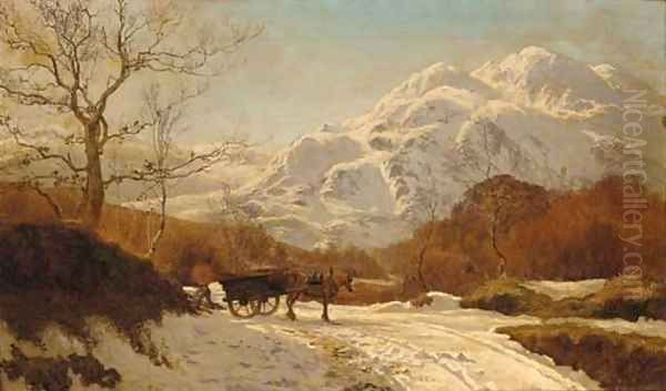 Gathering wood in an Alpine landscape Oil Painting by Colin Hunter