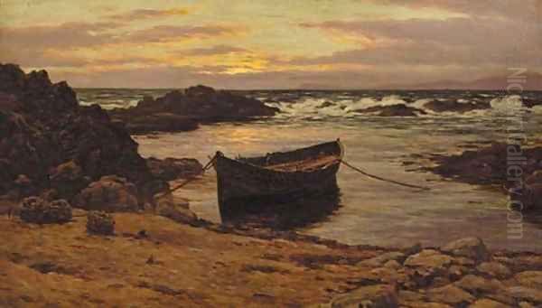 Sunset over the coast Oil Painting by Colin Hunter