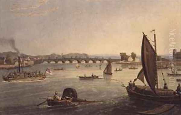 Vauxhall Bridge Oil Painting by Daniel and Robert Havell