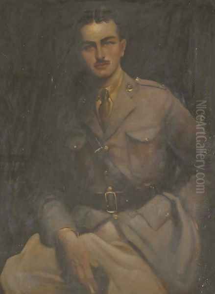 Portrait of Charles Chetwynd, seated three-quarter-length, in Officer's uniform Oil Painting by Hal Hurst