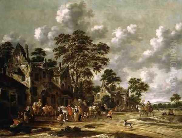 Town scene Oil Painting by Thomas Heeremans