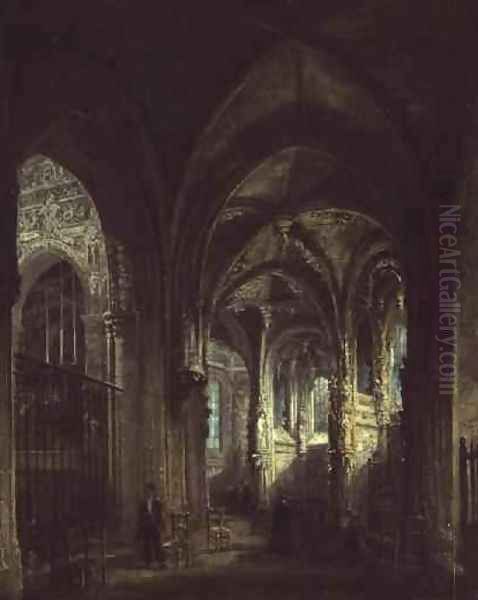 Interior of the Church of St Pierre Caen Oil Painting by Francois d' Herbes