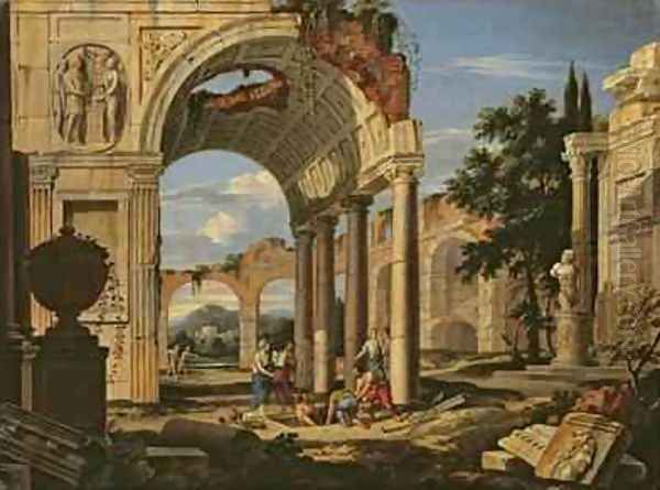 Landscape with Ruins Oil Painting by Johann Oswald Harms