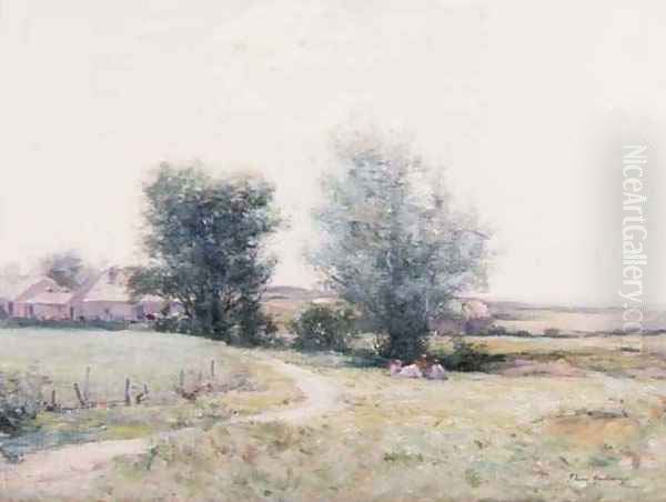 Children Picnicking in a Field Oil Painting by Joseph Henderson