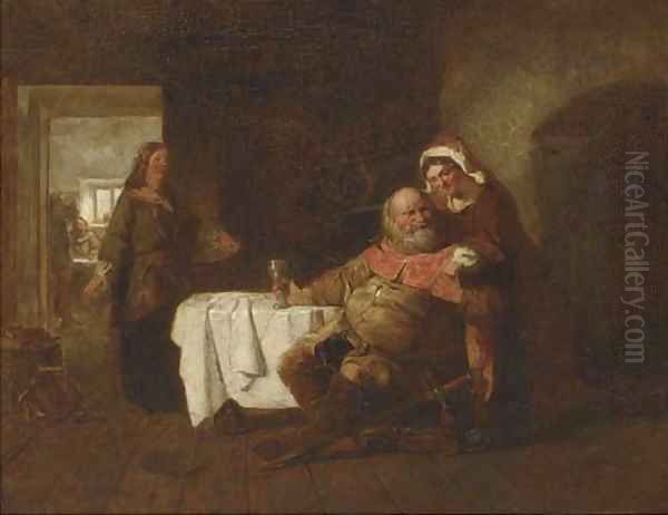 Falstaff in an inn Oil Painting by Robert Alexander Hillingford