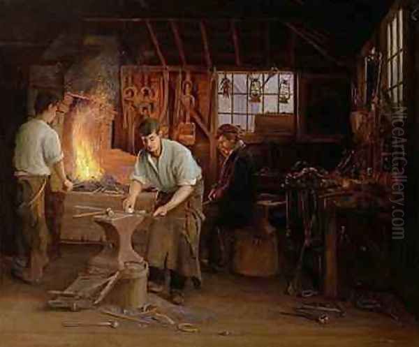 The Blacksmiths Shop Oil Painting by Albert Hayes