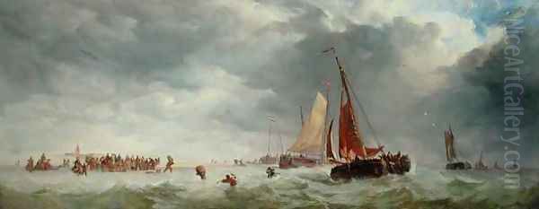 Scheveningen Beach Oil Painting by Alfred Herbert