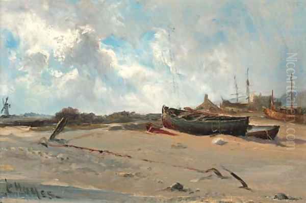 Dutch fishing boats Oil Painting by Claude Hayes