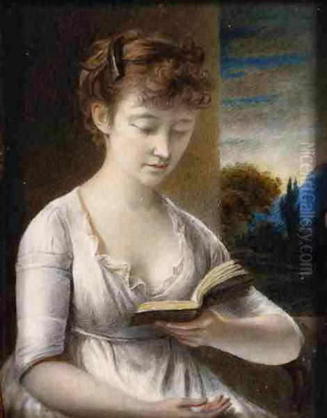 Mrs John Hazlitt Reading Oil Painting by John Hazlitt