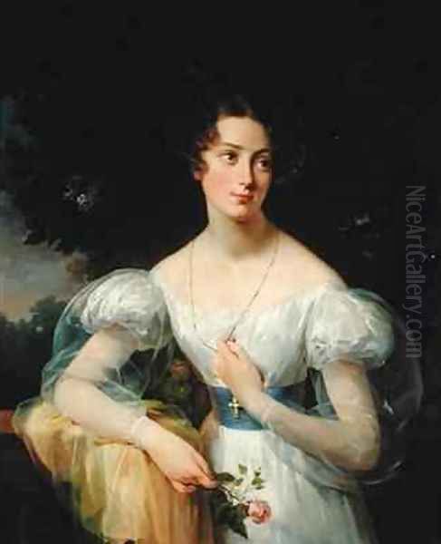 Portrait of Hortense Ballu future Madame Alphonse Jacob Desmalter Oil Painting by Antoinette Cecile Hortense Lescot Haudebourt