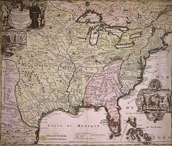 Map of Louisiana and Mississippi Oil Painting by Johann Baptist Homann