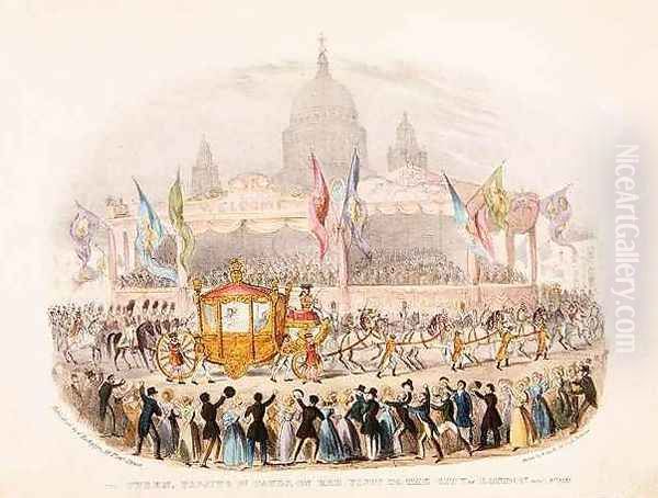 Queen Victoria passing St Pauls Cathedral Oil Painting by O. Hodgson