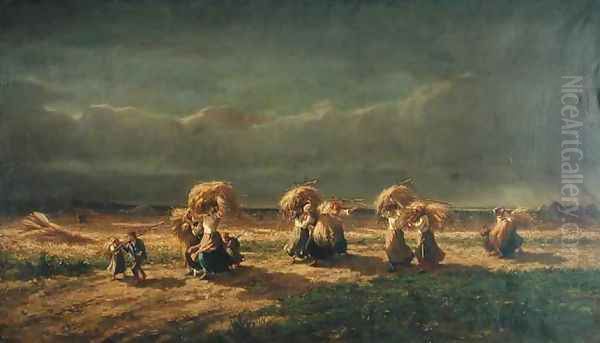 Gleaners at Chambaudoin Oil Painting by Pierre Edmond Alexandre Hedouin